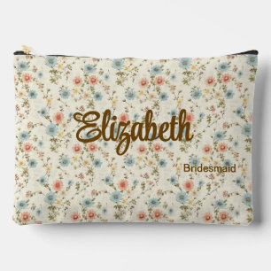 Ivory Blue Blush Romantic Floral Wedding Party Accessory Pouch