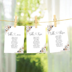 Ivory & Blue Boho Floral Table Seating Chart Card