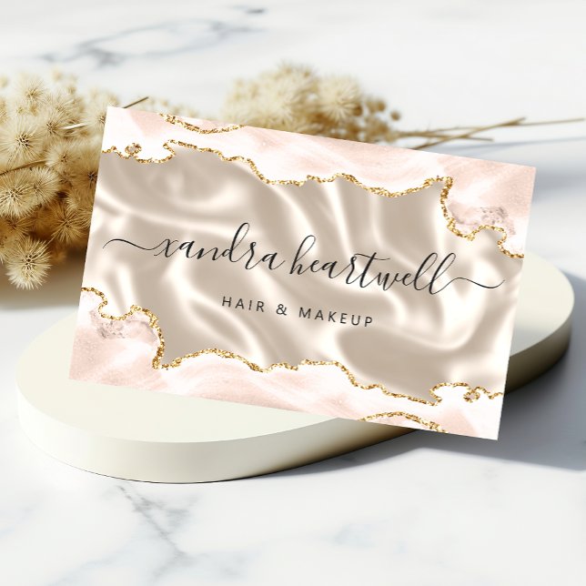 Ivory Blush Agate Gold Glitter Luxury Business Card (Creator Uploaded)