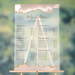 Ivory Blush Agate Price List Acrylic Sign
