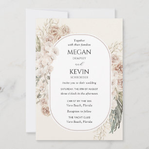 Ivory Blush Boho Floral Arch Wedding Invitation