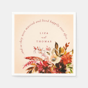 Ivory Blush Fall Floral Happily Ever After Wedding Napkin