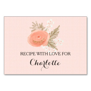 ivory blush gold floral bridal shower recipe cards
