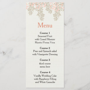 ivory blush gold floral wedding menu