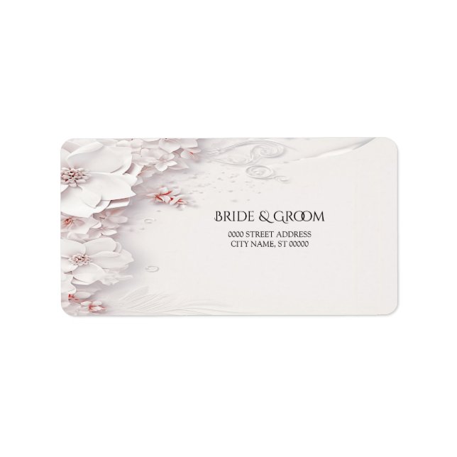 Ivory Blush Pink Floral Address Label (Front)