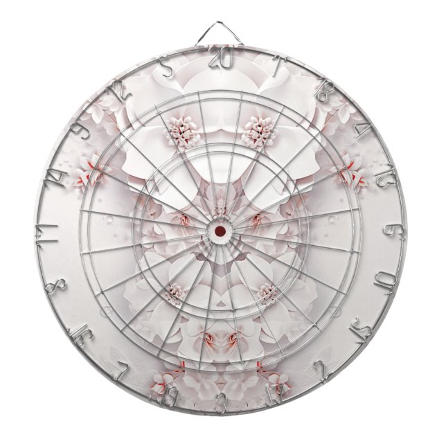 Ivory Blush Pink Floral Dartboard (Front)