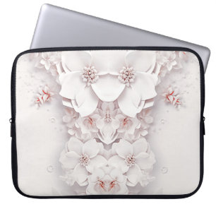 Ivory Blush Pink Floral Laptop Sleeve