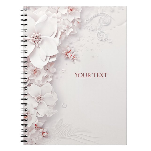 Ivory Blush Pink Floral Notebook (Front)