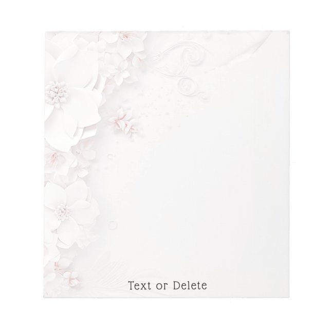 Ivory Blush Pink Floral Notepad (Front)