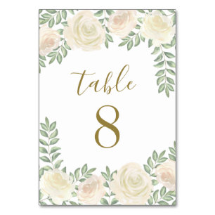 Ivory Blush Pink Floral Wedding Table Number Cards