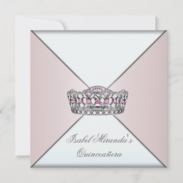 Ivory Blush Tiara Classy Quinceanera 15th Party Invitation (Front)