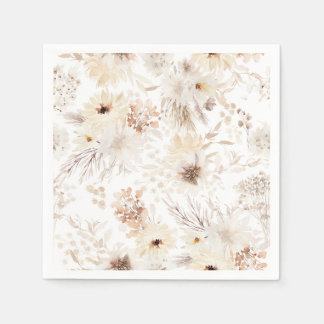 Ivory Boho Floral Napkin