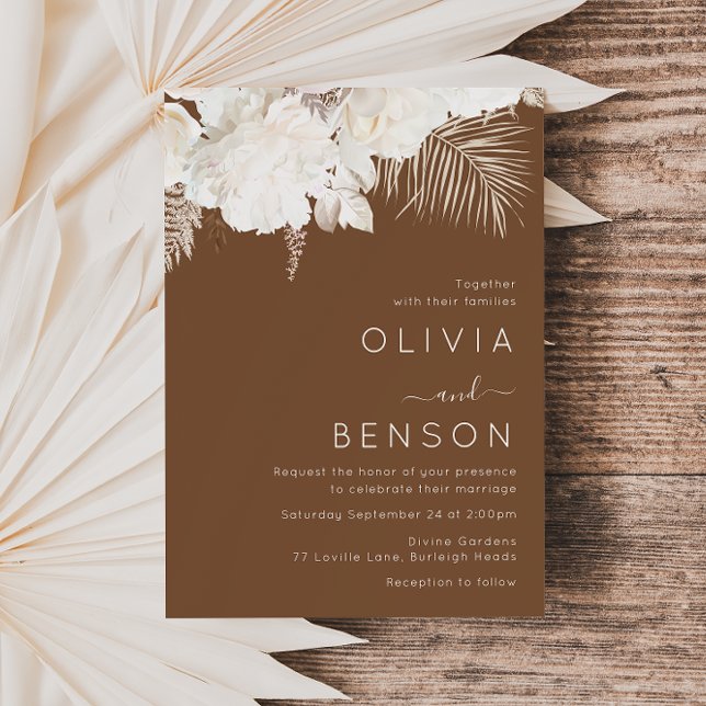 Ivory Boho Flowers Fall Autumn wedding  Invitation (Creator Uploaded)