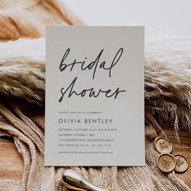Ivory | Boho Minimalist Script Bridal Shower Invitation (Creator Uploaded)