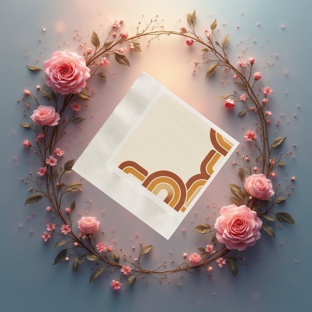 ivory Bold Retro 1970s Wedding  Napkin (Creator Uploaded)