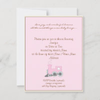 Ivory Border Pink Train Baby Shower Invitation