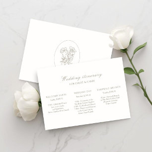 Ivory   Botanical Wedding Weekend Timeline Invitation