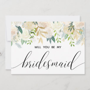 Ivory Bouquet Floral Will You Be My Bridesmaid Invitation