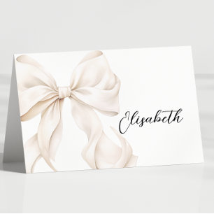Ivory Bow Bridal Shower Table Name Card 
