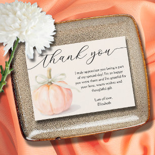 Ivory Bow Little Pumpkin Baby Shower Thank You Card