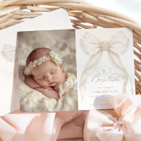Ivory Bow Pearls Elegant photo Baptism