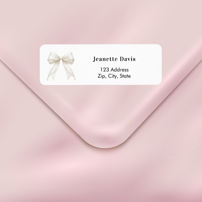 Ivory bow white return address  label (Creator Uploaded)