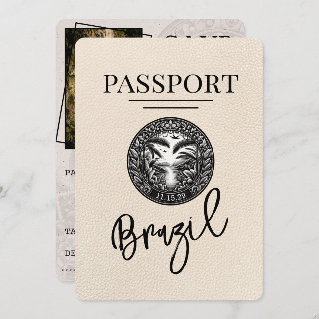 Ivory Brazil Passport Save The Date (Front/Back)