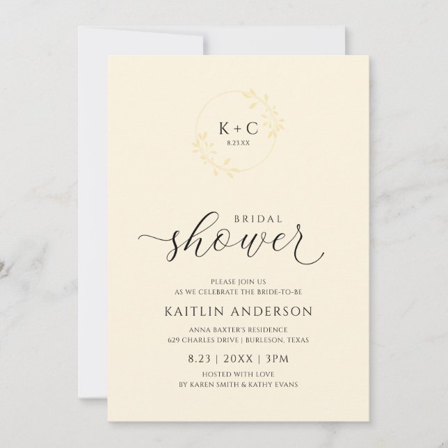 Ivory Bridal Shower Elegant Delicate Calligraphy Invitation (Front)