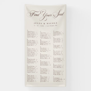 Ivory Brown Alphabetical Wedding Seating Chart Banner