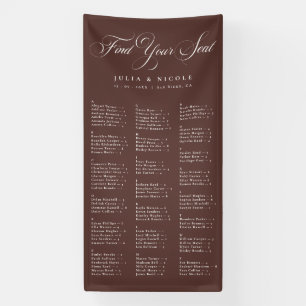 Ivory Brown Alphabetical Wedding Seating Chart Banner