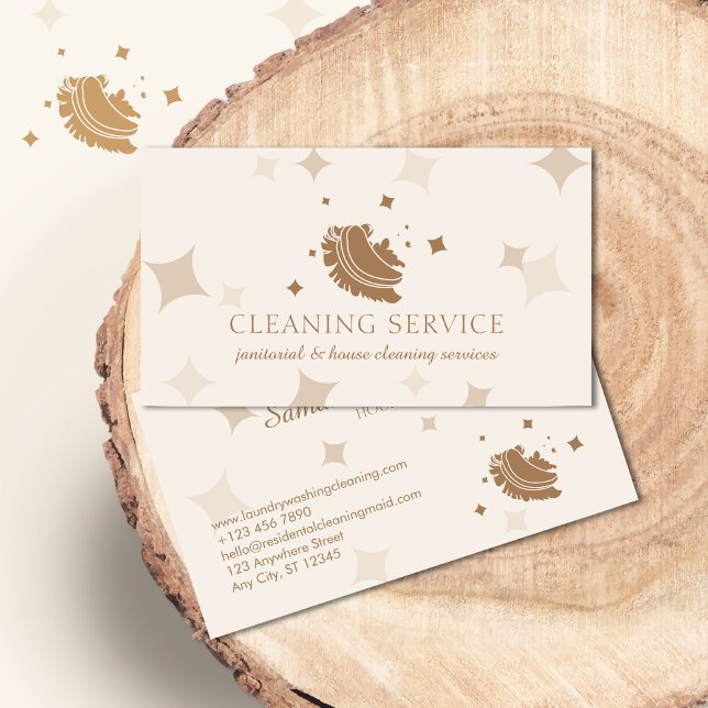 Ivory Brown Bubble Housekeeper Cleaning Washing Business Card (Creator Uploaded)