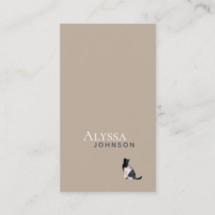 Ivory Brown Calico Cloud Cat Minimal Business Card