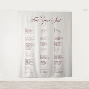 Ivory Burgundy Alphabetical Wedding Seating Chart Tapestry