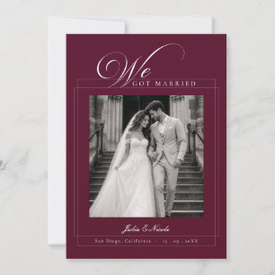 Ivory Burgundy Calligraphy Wedding Announcement