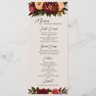 Ivory & Burgundy Chrysanthemum Wedding Menu