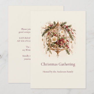 Ivory Burgundy Glasshouse Christmas Party Invitation