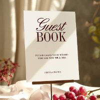 Ivory & Burgundy Guest Book Wedding Tabletop Sign