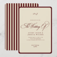 Ivory & Burgundy Stripes Border Retro Wedding