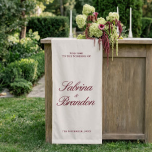 Ivory & Burgundy Wedding Welcome Sign Vinil Banner