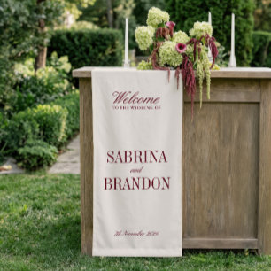 Ivory & Burgundy Wedding Welcome Sign Vinil Banner