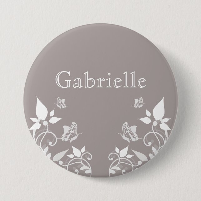 Ivory Butterfly Floral Button (Front)