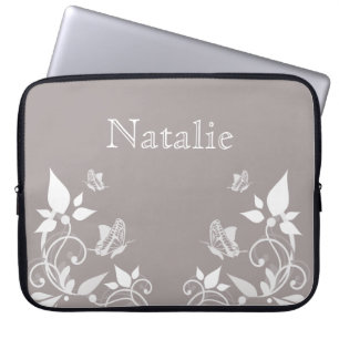 Ivory Butterfly Floral Electronics Sleeve