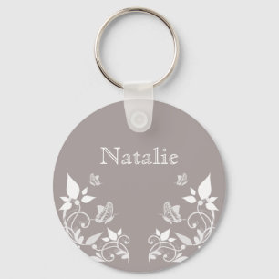 Ivory Butterfly Floral Keychain