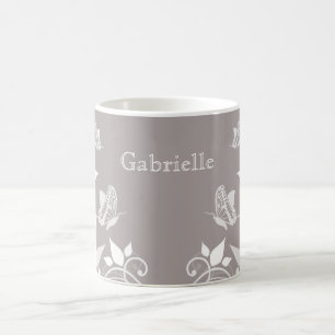 Ivory Butterfly Floral Mug