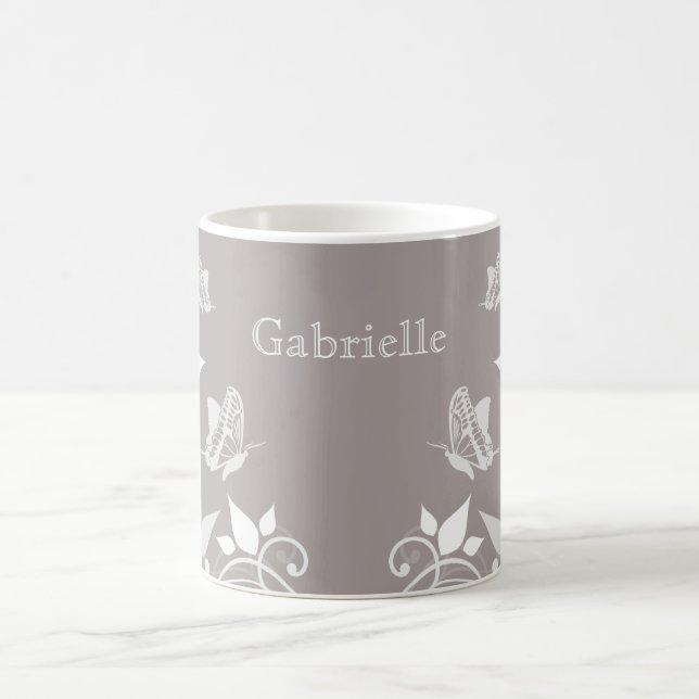 Ivory Butterfly Floral Mug (Center)