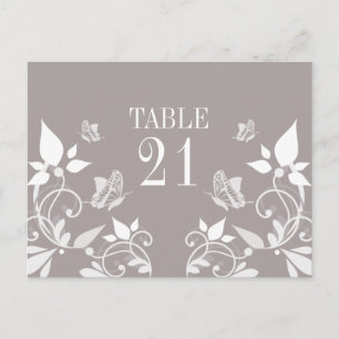 Ivory Butterfly Floral Table Number Postcard