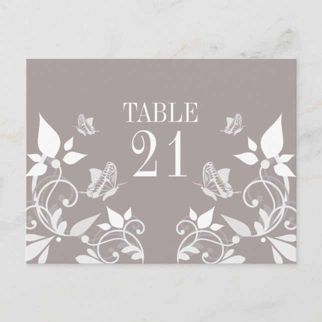 Ivory Butterfly Floral Table Number Postcard (Front)