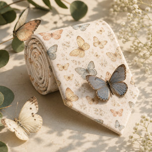 Ivory Butterfly Soft Vintage Tie