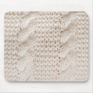 Ivory Cable Knit Pattern Mouse Pad
