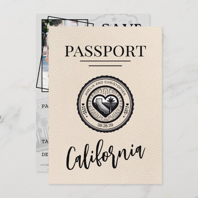 Ivory California Passport Save The Date (Front/Back)